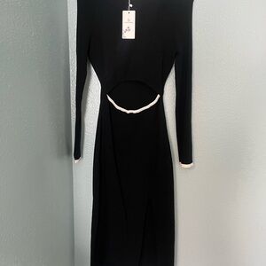 Elegant Black Dress with White Accents